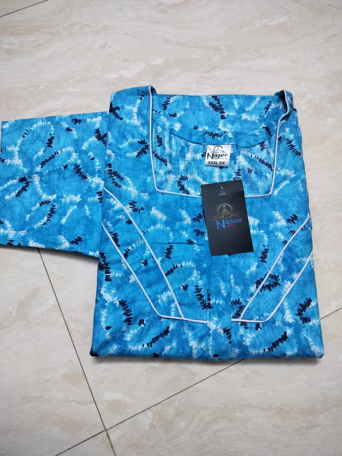 Blue nighty without duppatta