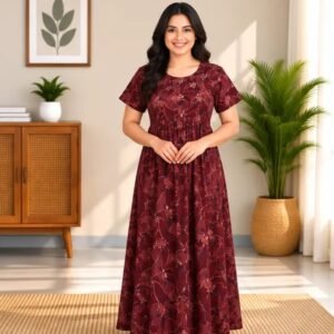 Ruby Vine Floral Smocked Nighty