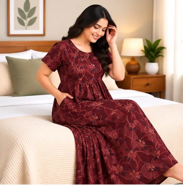 Ruby Vine Floral Smocked Nighty - Image 3