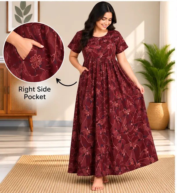 Ruby Vine Floral Smocked Nighty - Image 4