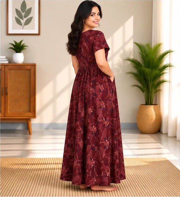 Ruby Vine Floral Smocked Nighty - Image 2