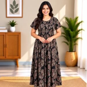 Black Heritage Floral Smocked Nighty