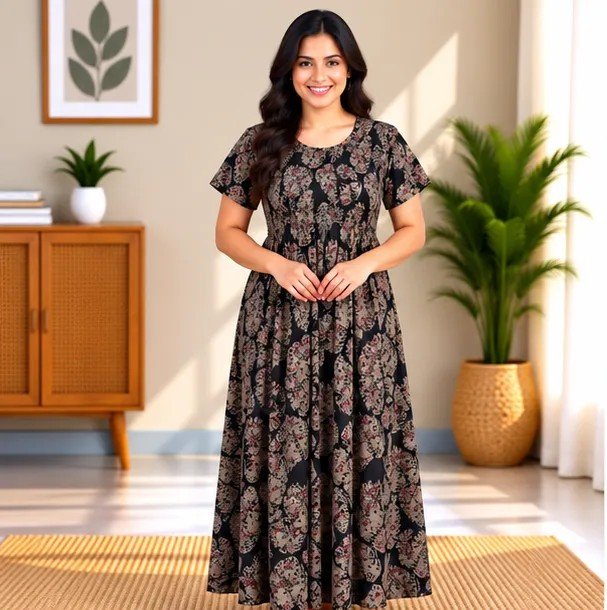 Black Heritage Floral Smocked Nighty