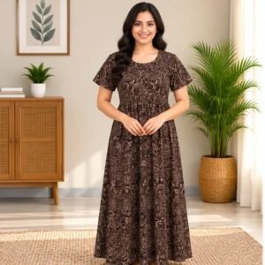 Chocolate Floral Smocked Nighty